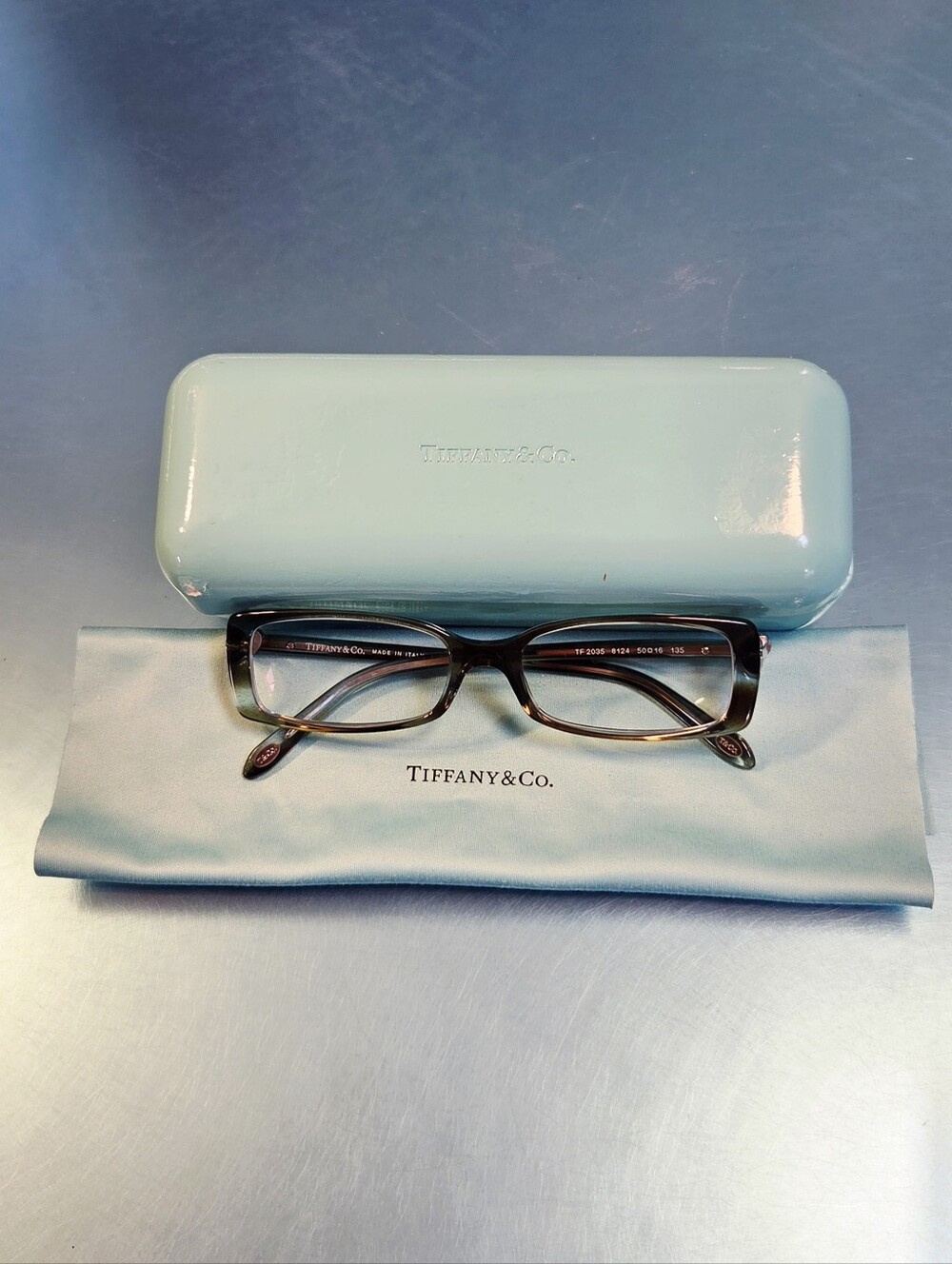 Tiffany & Company 2035 Ocean Turquoise Glasses With Original Cloth & Case